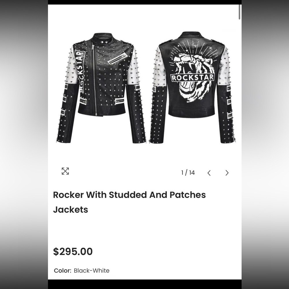 Robert Phillipe Rocker With Studded And Patches Jacket M EUC